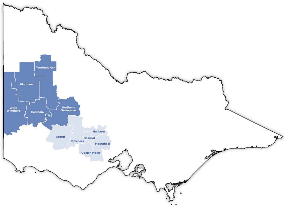 Map of Victoria displaying Grampians LGA